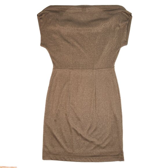 Ann Taylor Metallic Gold Sheen Brown Sheath Midi Dress Size SP - NWOT - Picture 4 of 5